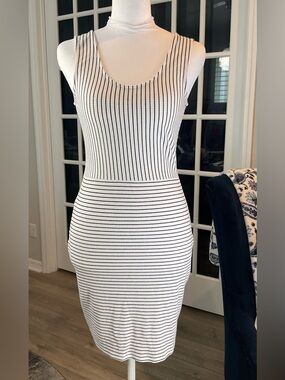 Charlotte Russe Striped Ribbed Bodycon Tank Dress - Size S